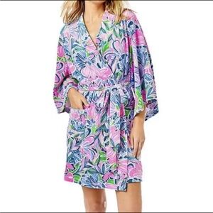 Lilly Pulitzer Bringing Mermaid Back Elaine Velour Robe Bathrobe XXS